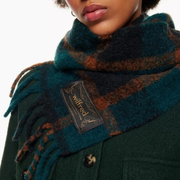 Wilfred Accessories - Wilfred Teal and Brown Plaid Scarf